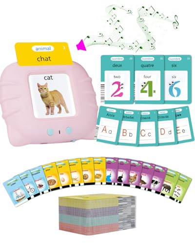 Cartes éducatives,Flash Jouets pour Jeunes Enfants de 1 à 6 Ans, Apprendre 510 Mots (Rose français + Anglais)