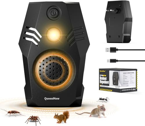 outsweat Repellente Ultrasuoni per Topi, Dissuasori per Topi Collegare, 4 modalità e Due opzioni di Alimentazione Dispositivo di Controllo Repellente per zanzare per ratti, Insetti, formiche