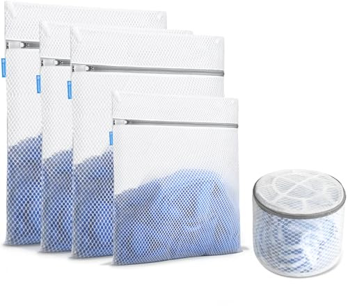 VASSON Premium Mesh Laundry Bags for Delicates with Auto-Lock Zipper - Durable Washing Bag Set for Blouse, Hosiery, Underwear, Bra, and Shoes (5-Piece Set (All-Purpose))