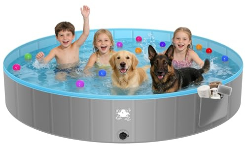 FORMIZON Faltbare Hundepool, Hundepool für Große & Kleine Hunde, rutschfest Verschleißfest Verdickt PVC Planschbecken für Hunde & Kinder, Tragbar Hundebadewanne mit 4 Flicken (160)