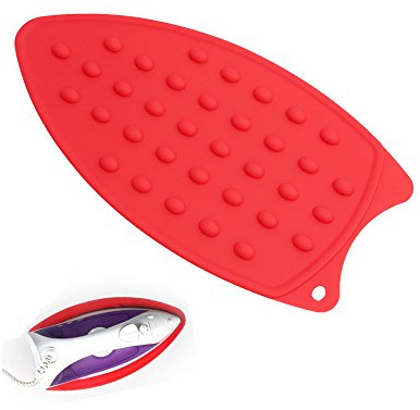 Tangser Multipurpose Silicone Iron Rest Pad for Ironing Board Hot Resistant Mat,Silicone Heat Resistant Iron Rest Pad (Red)