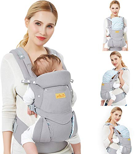 Viedouce Babytrage Ergonomische/Reine Baumwolle Leicht und atmungsaktiv/Multiposition:Dorsal und Ventral/Verstellbare Kopfstütze/für Neugeborene und Kleinkinder von 3 bis 48 Monat (3,5 bis 20 kg)