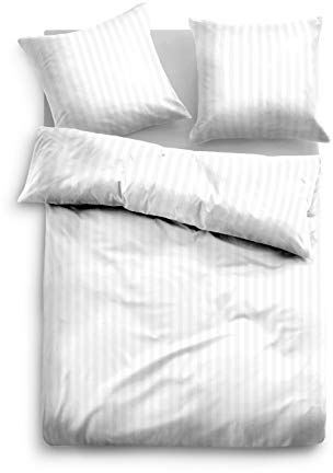 TOM TAILOR 0069934 Bettwäsche Garnitur mit Kopfkissenbezug Baumwoll-Satin 1x 155x220 cm + 1x 80x80 cm white