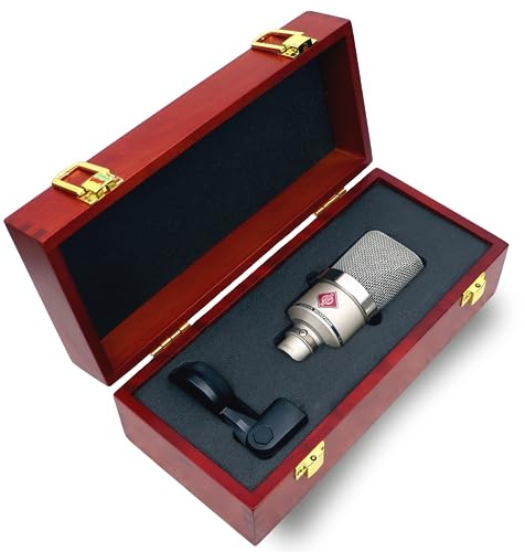 Melon Audio Wood Microphone Case for Neumann TLM 102 | Premium Birch Wood Box with Foam Insert for Mic & Stand Bracket