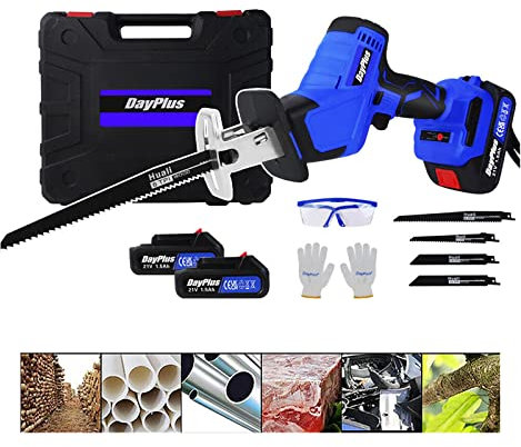 Akku-Säbelsäge 21V mit 1x1500mah Akku,4 Sägeblätter für Holz Metall, Schneiden von Holz, Kunststoff zu schneiden