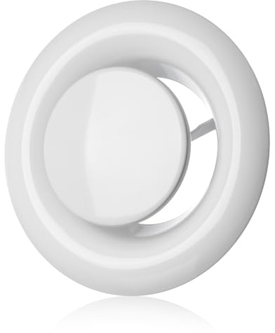 ABOUT VENT – Ø 100 mm vit metall tallriksventil – rund frånluft ventilationsventil – anemostat, diffusor, ventilationsgaller