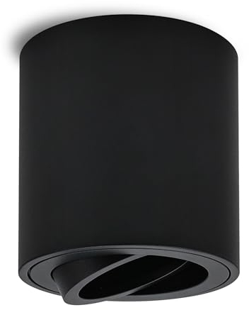 GeyouLux Aufbauspot GU10, 30° Schwenkbar Deckenspots Schwarz, Φ80×84mm Aufbaustrahler mit GU10 Fassung, Aufbauleuchte aus Aluminium, Rund Aufputz 230V Downlight(Keine Lichtquelle)