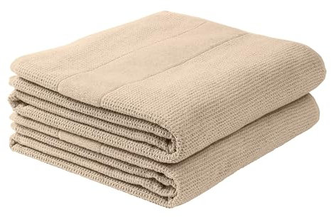 Schiesser Duschtuchset Turin | Frottier | 2-teilig | Reiskornoptik | 100% Baumwolle | flauschig, saugstark, farbecht | Oeko-Tex® Made in Green Zertifiziert | Kordelaufhänger | 70x140cm | Sand