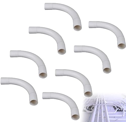 Curva Di Raccordo 90° Per Tubo Rigido Passacavi, Gomito a 90° Per Elettrico, Cavo Canale Installazione Per Case, Cantine, Pareti, Tetti, Con Cavo Di Montaggio, 8 PCS, 20mm