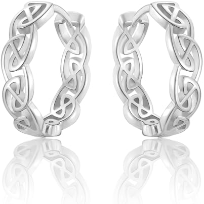 wynn's Creolen Silber 925 Keltisch - Keltisch Knoten Creolen Silber 925 Mittelgroß - Unisex Ohrringe Keltischer Schmuck für Damen Herren