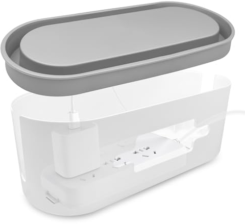 WinGluge Kabelbox Weiß, Kabelmanagement Box, Kabels Box, Cable Management Box, Steckdosenbox, Kabelboxen, Kabelsalat Aufbewahrungsbox, Kabelkasten, Steckdosenleiste Box zum Organisieren von Kabeln