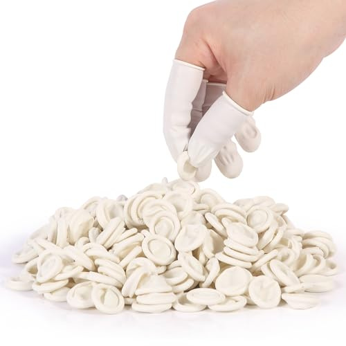 Ueixieo White Latex Finger Cots Finger Protectors, Disposable Medium-Sized Finger Gloves, Fingertip and Finger Sleeve Protector,Latex Thumb Protector for Finger Tips (Approx.210 PCS)