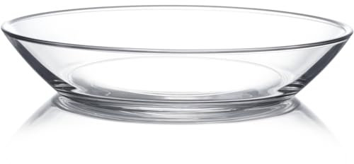 NUTRIUPS Assiette en Verre de 22,8 cm - Profonde, Transparente pour Pâtes et Salade