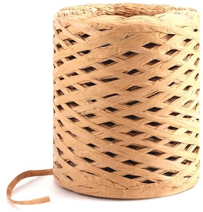 TYSM-CC 200M Naturbast Papierband in Braun Umweltfreundliches für Geschenkverpackung, DIY Handwerk, Hochzeitsdekoration & Heimtextilien – für Floristik, Weberei & Bastelprojekte