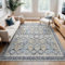 BEIMO Waschbarer Teppich Wohnzimmer Vintage, Boho Teppich Schlafzimmer Groß Orientalisch rutschfest für Badezimmer Esszimmer, Blau, 140x200cm