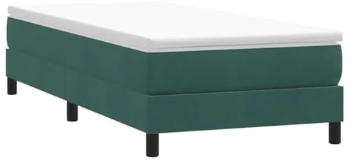 vidaXL Resårsäng utan madrass mörkgrön 100x220 cm sammet, Säng, Sängbotten, Sammet Säng, Sovrumsmöbler, Enkelsäng, Stoppad Säng