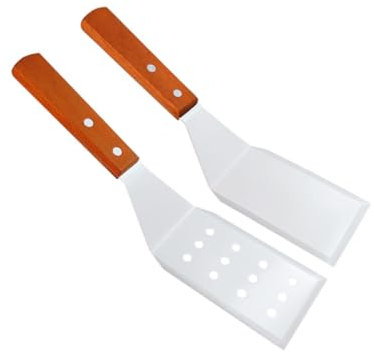 PHENOFICE 2piezas Espátula De Cocina Multifuncional Acero Inoxidable Mango De Madera Para Pizza y Queso Unidades