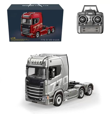 WANENGEDIY Tractor de control remoto, escala 1/18, 6x4 770S, camión tractor resistente a control remoto, semirremolque con tracción trasera, modelo de vehículo de construcción de ingeniería para