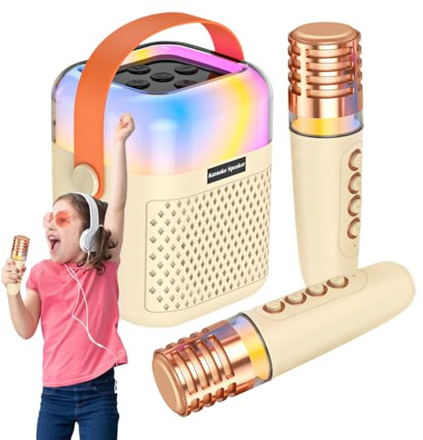 Machine à Karaoké | Enceinte Chant sans Fil avec 2 Microphones,Machine à Karaoké Portable | pour Spectacles Bureau Terrasse Jardin Extérieur Fêtes Maison