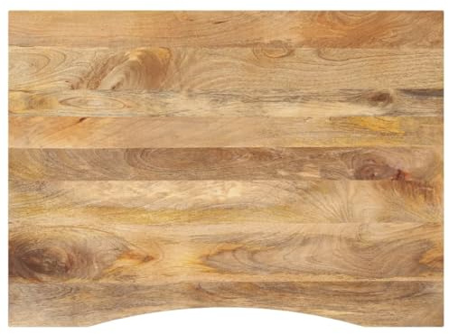 SooIarix Skrivbordsskiva med utskärning 110 x 80 x 2,5 cm av massivt mangoträ, naturlig yta, perfekt för kontor och matsal, hållbar och unik