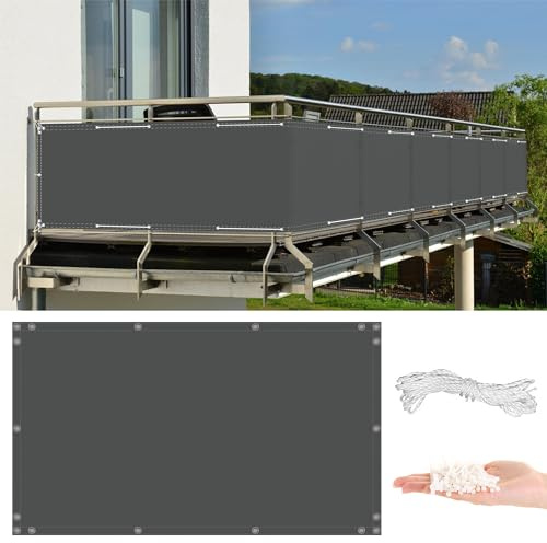 Utomhus Integritetsskärm 50 x 100 cm Antracit - UV- och vindskydd, balkongsköld med buntband, hållbar dubbelsydd trädgård väggpanel