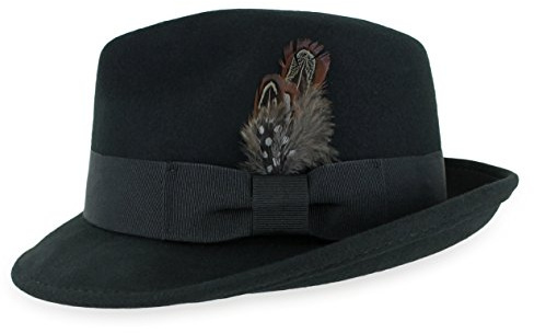 Hats in the Belfry Trilby Men/Women Snap Brim Vintage Dress Fedora Hat 100% Wool (US, Alpha, Large, Black)