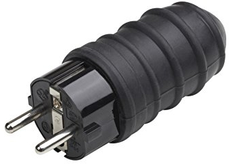 Meister Schutzkontakt-Stecker - Gummi/Kunststoff - schwarz - 250 V - 16 A - Maximaler Kabelquerschnitt 2,5 mm² - IP44 Außenbereich - Zentrale Einführung / Schuko-Stecker mit ISO-Einsatz / 7421520