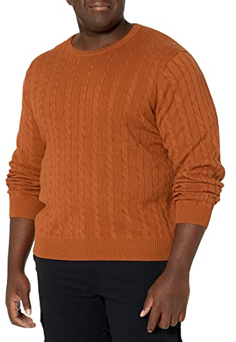 Amazon Essentials Men's Crewneck Cable Cotton Jumper