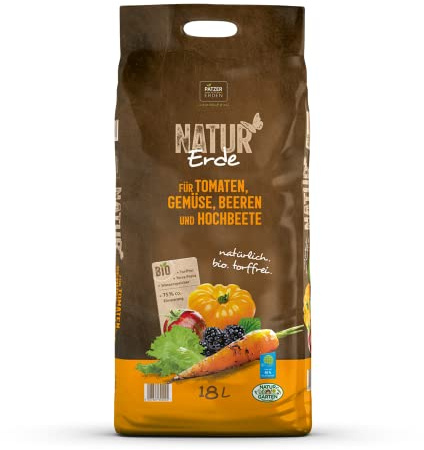 NATUR Erde für Tomaten, Gemüse, Beeren und Hochbeete, 18l, Tomatenerde, Gemüseerde, Beerenerde, Hochbeeterde