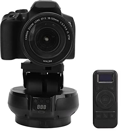 Goshyda Motorized Pan Tilt Head, 100m Wireless Control, 360 Degree Wireless Rotation, Tilt ±35 Degree, 9 Gears Adjustable Speed, Panoramic Tripod Head for Smartphones, Camera