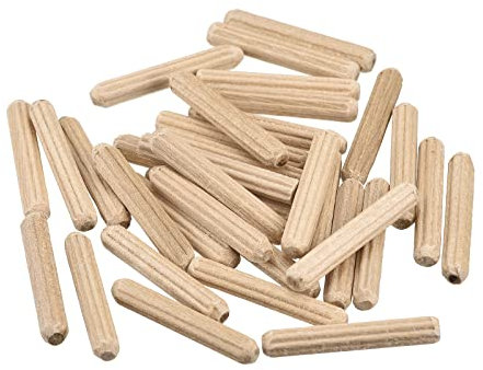 sourcing map Madera Pasadores 100uds 4x25 mm(5/32x1) Estriado Biselados Extremos Madera Pasador Clavijas Horno Secado Dura Madera para Carpintería Muebles Estante