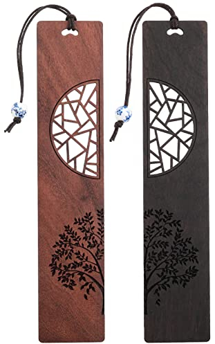 cobee Holz Lesezeichen für Buchliebhaber, 2 Stück handgefertigte Holz Lesezeichen natürliches hohles Handwerks Lesezeichen Vintage Lesezeichen Geschenk für Frauen Männer Studenten (A)