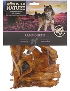 Dehner Wild Nature Hundesnack, Leckerli 100 % natürlich, Kausnack für ausgewachsene / sensible Hunde, Barf geeignet, Lammohren, 2 x 200 g (400 g)