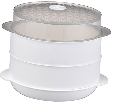 Vaporera Pp de Capa, Recipiente para Doble Microondas Blanco