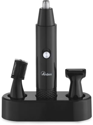 ARDES ARTRIM01 - Trimmer Professionale 3 in 1 per Peli Naso e Orecchie - Kit Rasoio con 4 Accessori - Rifinitore Compatto