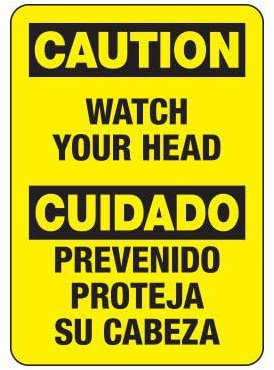 Señales De Precaución Bilingües: Cuidado Con La Cabeza Señal De Advertencia Carteles De Pared De Metal Decoración Cartel De Chapa Vintage Pared Muestra Placa Para Baño Taller Garaje S