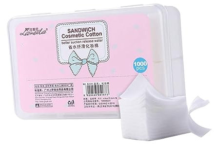 TOVINANNA 1000 almohadillas de algodón desechables delicadas de fieltro para cosméticos y maquillaje, ahorro de agua, ideal para la limpieza facial y desmaquillar, color blanco, embalaje higiénico