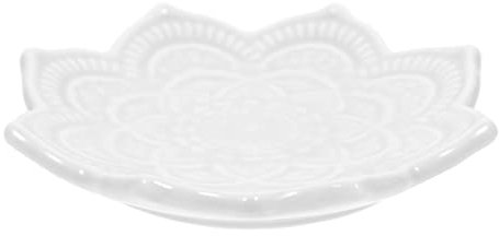 TOGEVAL Plateau à Bijoux En Céramique Forme Mandala Blanc, Organiseur De Bagues Multifonction, Décoration Commode, Accessoire Rangement Bureau, Présent Femme Élégant