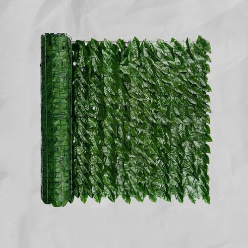 Bdit Accessoires de jardin imitation haie avec feuilles de Lauro, brise-vue pour balcon et clôture extérieure, 1 x 3 m, comprend 30 colliers verts