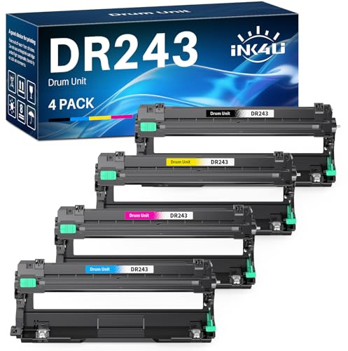 INK4U DR243 DR243CL Drum Unit Compatible for Brother DR-243CL Drum Unit for DCP-L3550CDW HL-L3230CDW DCP-L3510CDW MFC-L3710CW HL-L3210CW MFC-L3750CDW MFC-L3770CDW HL-L3270CDW Printer (4 Pack)