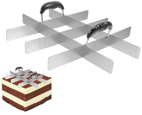 Doiyislem Cortador Cuadrado Para Postres | Cortador Uniforme De Tarta En Acero Inoxidable Con Mango | Herramientas De Postre Para Cortar Tarta Fondant Y Flan,para Flan Arroz Fondant Pasteles