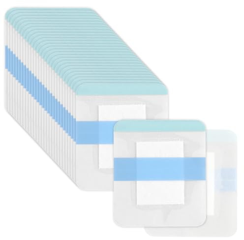 30 Parches Adhesivos para Heridas, 6x7 cm Apósitos Transparentes Impermeables, Cubierta Protectora para Ducha, Alivio Postoperatorio, Caja sin Envoltura Individual