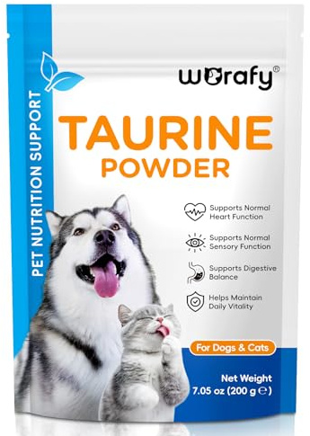 Poudre de Taurine pour Chats et Chiens – Acide aminé Essentiel pour Soutenir la Fonction Cardiaque et la Vision, Végétalien, sans additifs, 200g
