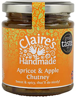 Claire's Handmade - Apricot & Apple Chutney (200g) - Great Taste Award Winning Traditionally Made Sweet and Spicy Chutney, Suitable for Vegetarian, Vegan & Gluten Free Diets, GMO Free