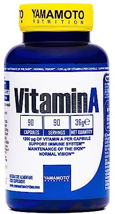 YAMAMOTO NUTRITION, Vitamin A 90 Capsule, Integratore Alimentare di Vitamina A, Aiuta il Sistema Immunitario, la Pelle e la Vista, Senza Glutine e Senza Lattosio