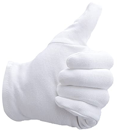 Alyan & Jammsy White Gloves 100% Cotton Gloves for Dry Hands Women Men Sleeping Gloves Overnight Moisturizing Gloves Eczema Sensitive Skin Treatement (10 Pairs)