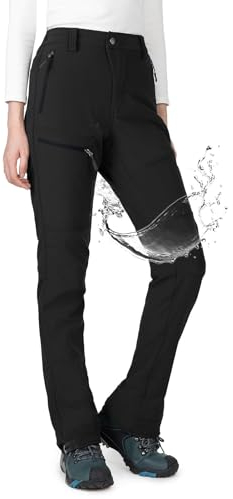 Wespornow Damen Wanderhose Wasserdicht Thermohose Gefüttert Outdoorhose Softshellhose Skihose Warm Ski Pants Women Schneehose Kletterhose Jagdhose Trekkinghose Winter Regenhose(Schwarz,2XL)