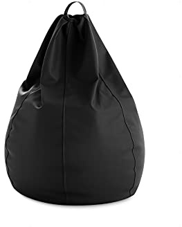 textil-home Puf - Puff Pera XXL moldeable -90x90x130 cm- Color Negro. Tejido PVC Alta Resistencia - Doble repunte - (Incluye Relleno Bolas Poliestireno).