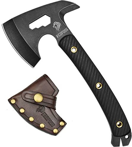 Nedfoss Bison Axe Survival como Herramientas de jardín, Hacha de Supervivencia, Hacha pequeña y Hacha con Funda, Hacha de Camping, Hacha Universal, Mini Hacha con Mango G10, Hacha para Exteriores
