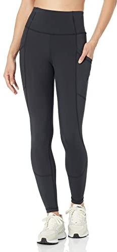 Amazon Essentials Mallas largas de talle alto Active Sculpt para entrenamiento con bolsillos (disponibles en tallas grandes) Mujer, Negro, L